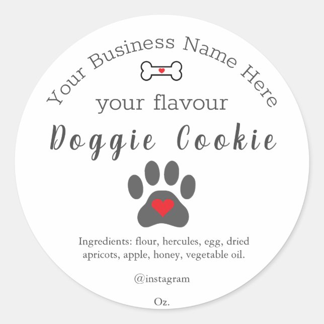 Dog Paw Custom doggie cookie Classic Round Sticker (Front)