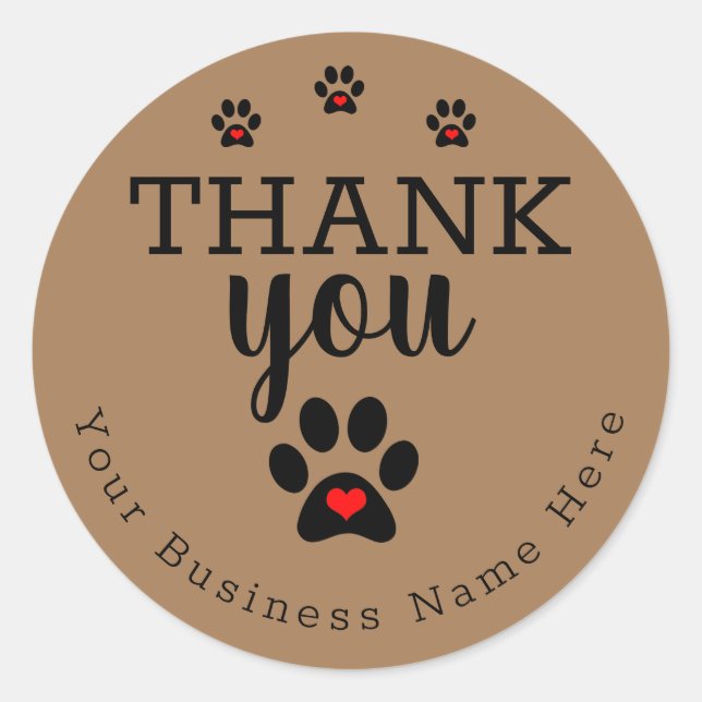 Dog Paw Custom Thank You Stickers (Front)