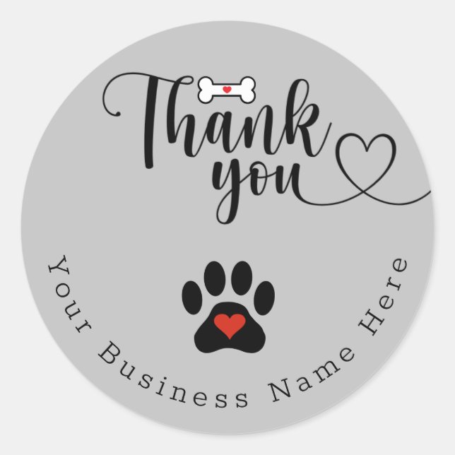 Dog Paw Custom Thank You Stickers (Front)