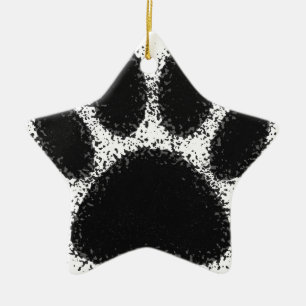 Dog Paw Drawing Ceramic Tree Decoration