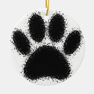Dog Paw Drawing Ceramic Tree Decoration