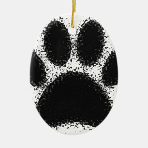 Dog Paw Drawing Ceramic Tree Decoration