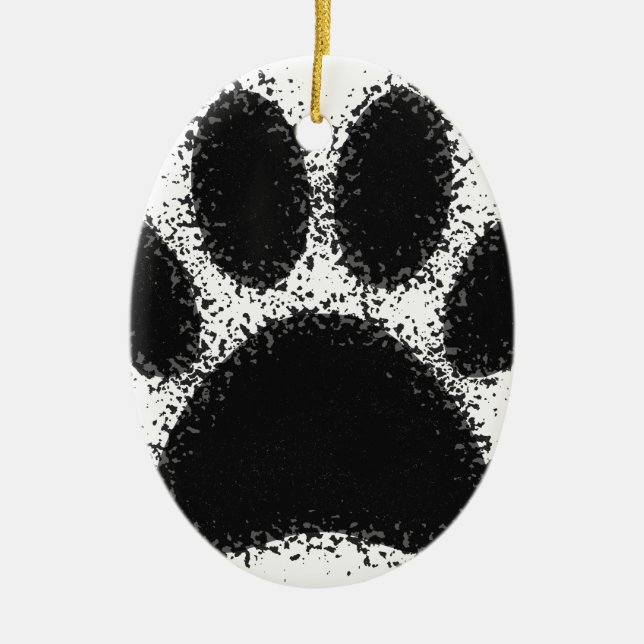Dog Paw Drawing Ceramic Tree Decoration (Front)