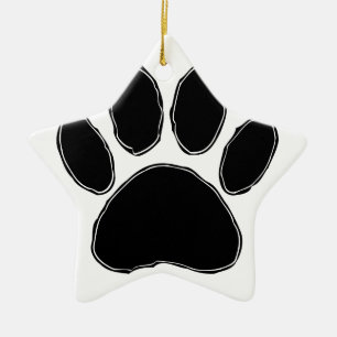 Dog Paw Drawing In Black Ceramic Tree Decoration