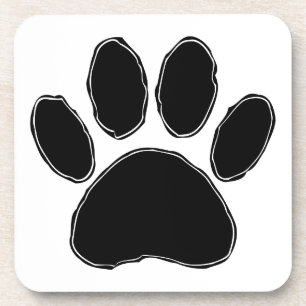 Dog Paw Drawing In Black Coaster