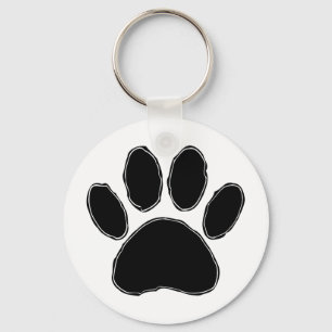 Dog Paw Drawing In Black Key Ring