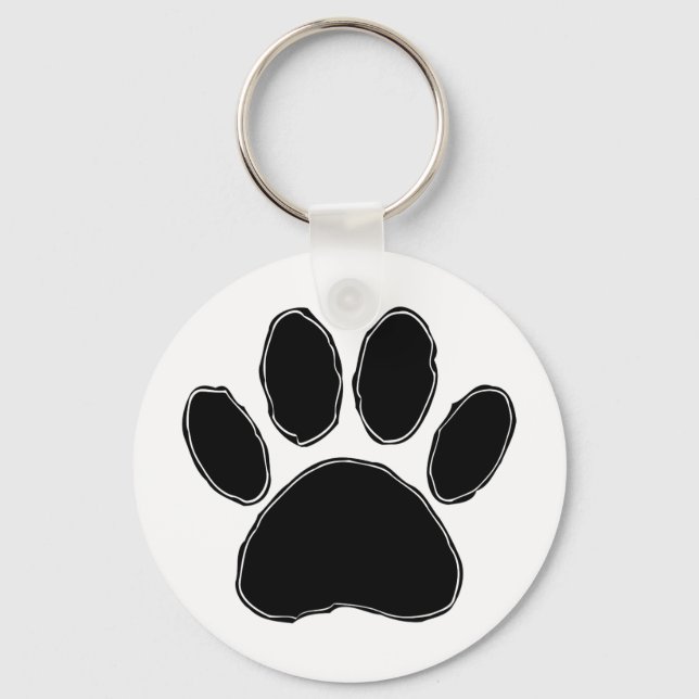 Dog Paw Drawing In Black Key Ring (Front)