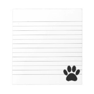 Dog Paw Drawing In Black Lined Notepad