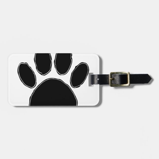 Dog Paw Drawing In Black Luggage Tag (Front Horizontal)