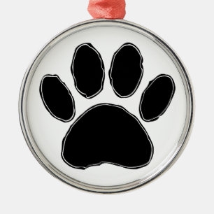 Dog Paw Drawing In Black Metal Tree Decoration