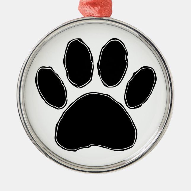 Dog Paw Drawing In Black Metal Tree Decoration (Front)