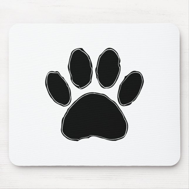 Dog Paw Drawing In Black Mouse Mat (Front)