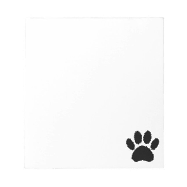 Dog Paw Drawing In Black Notepad (Front)
