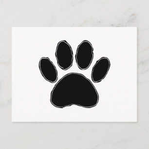 Dog Paw Drawing In Black Postcard
