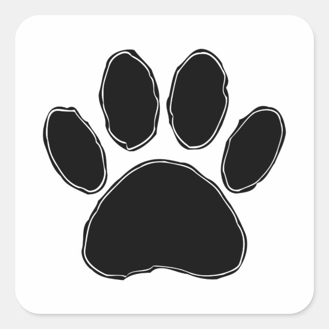 Dog Paw Drawing In Black Square Sticker (Front)