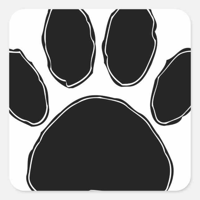 Dog Paw Drawing In Black Square Sticker (Front)