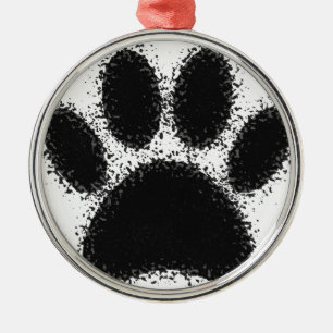 Dog Paw Drawing Metal Tree Decoration