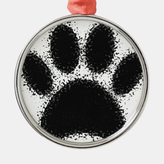 Dog Paw Drawing Metal Tree Decoration (Front)