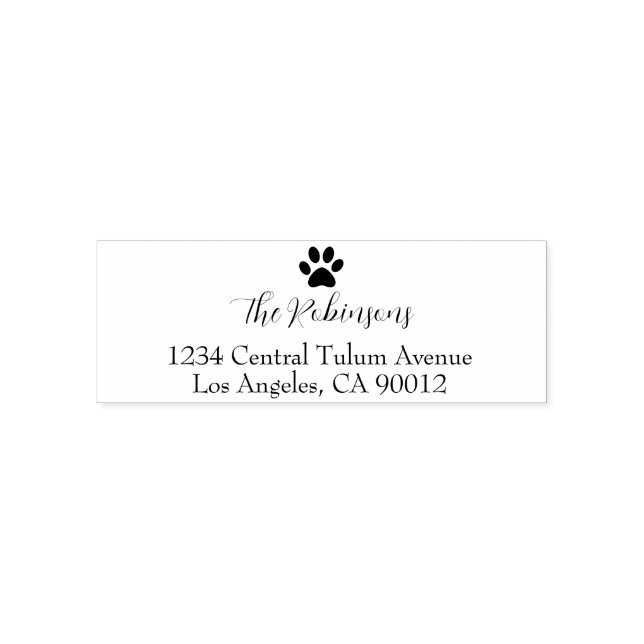 Dog Paw Family Name Return Address Self-inking Stamp (Design)