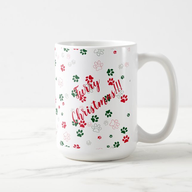 Dog Paw Furry Christmas  Coffee Mug (Right)