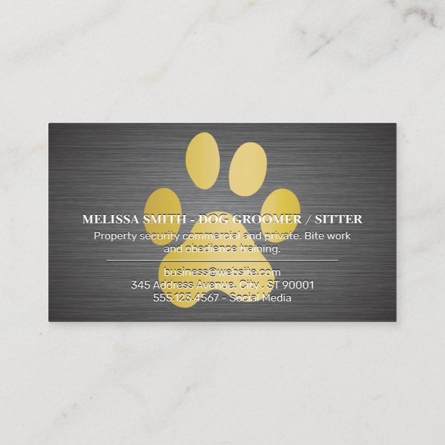 Dog Paw Gold   Business Card (Back)