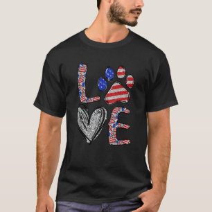 Dog  Paw Happy Independence Day 4th Of July Usa Fl T-Shirt