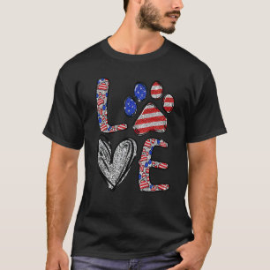 Dog  Paw Happy Independence Day 4th Of July Usa Fl T-Shirt