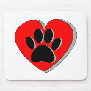 Dog Paw Heart Drawing Mouse Mat