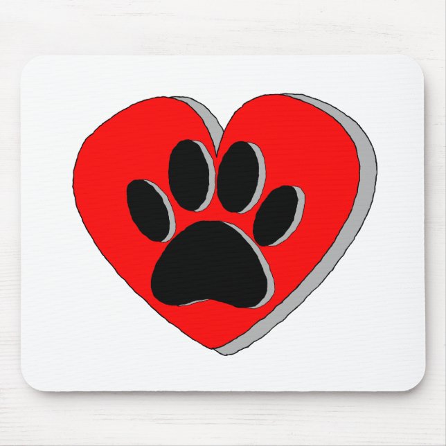 Dog Paw Heart Drawing Mouse Mat (Front)