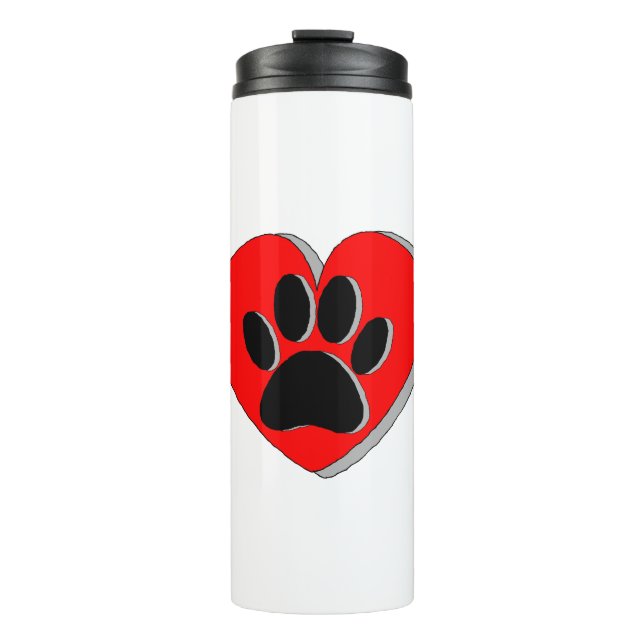 Dog Paw Heart Drawing Thermal Tumbler (Front)
