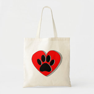 Dog Paw Heart Drawing Tote Bag