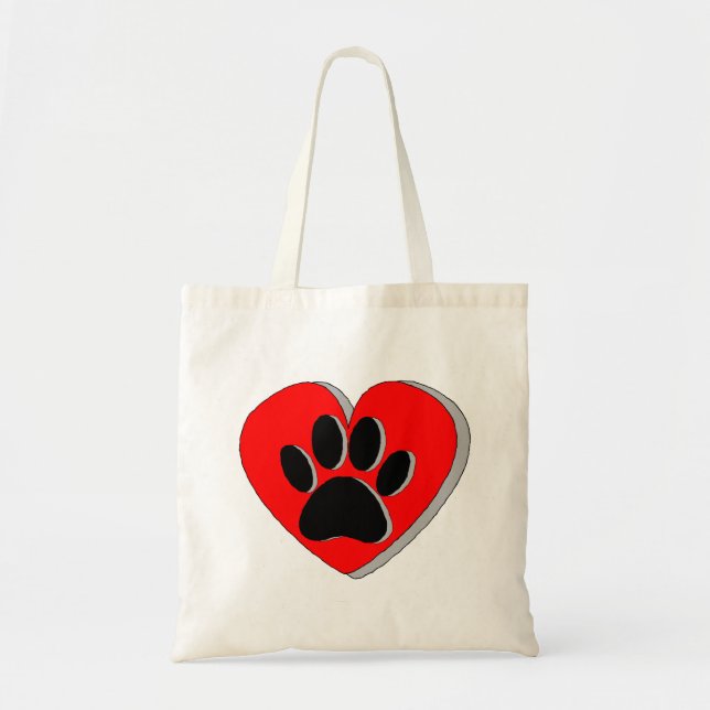 Dog Paw Heart Drawing Tote Bag (Front)