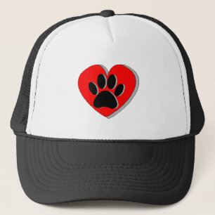 Dog Paw Heart Drawing Trucker Hat