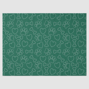 Dog Paw Hearts And Bones Pattern Custom Green Tissue Paper