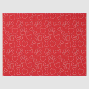 Dog Paw Hearts And Bones Pattern Custom Red Tissue Paper