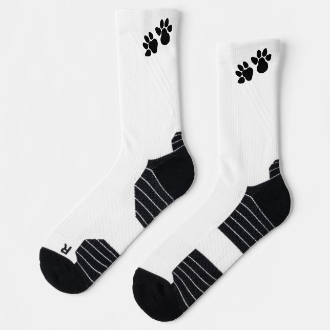 Dog paw icon- Black & White Socks (Left)