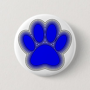 Dog Paw In Blue With Outlines 6 Cm Round Badge