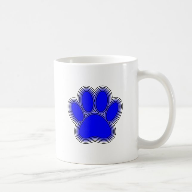 Dog Paw In Blue With Outlines Coffee Mug (Right)