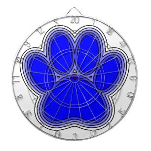 Dog Paw In Blue With Outlines Dartboard
