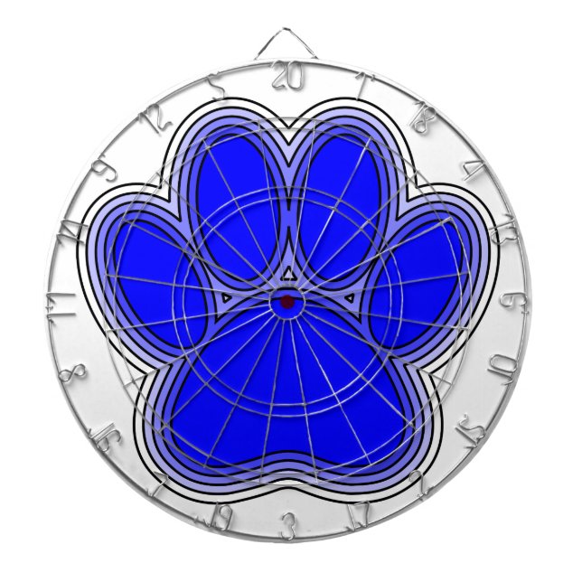 Dog Paw In Blue With Outlines Dartboard (Front)