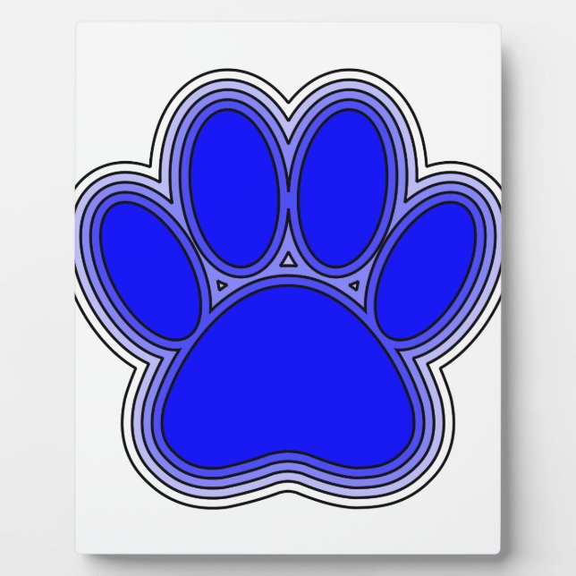 Dog Paw In Blue With Outlines Plaque (Front)