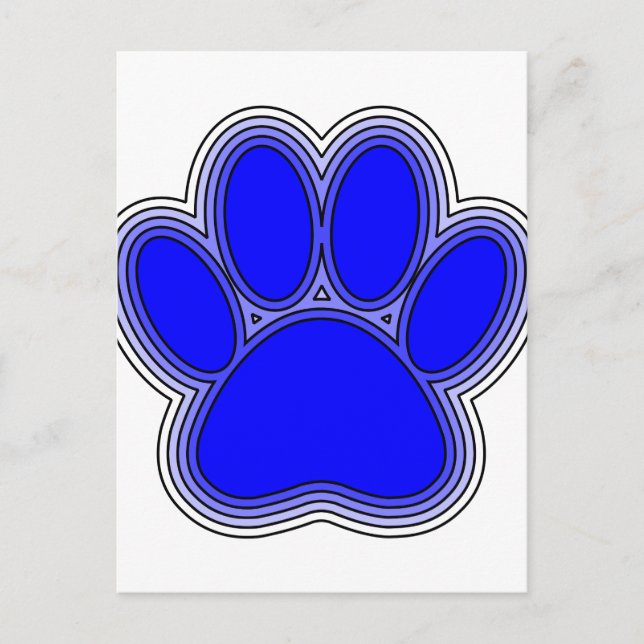 Dog Paw In Blue With Outlines Postcard (Front)
