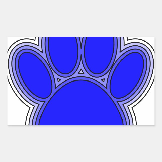 Dog Paw In Blue With Outlines Rectangular Sticker (Front)