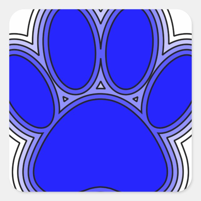 Dog Paw In Blue With Outlines Square Sticker (Front)