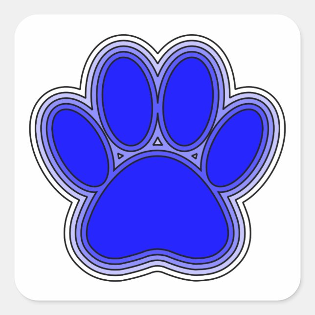 Dog Paw In Blue With Outlines Square Sticker (Front)