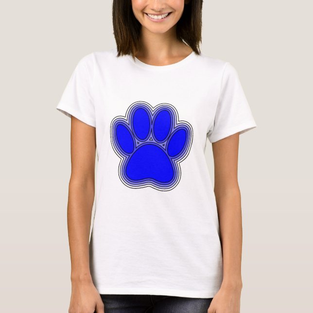 Dog Paw In Blue With Outlines T-Shirt (Front)