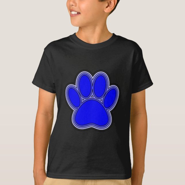 Dog Paw In Blue With Outlines T-Shirt (Front)