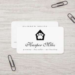 dog paw in house Rover/ grooming Business Card