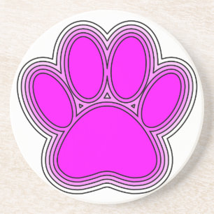 Dog Paw In Pink With Outlines Coaster
