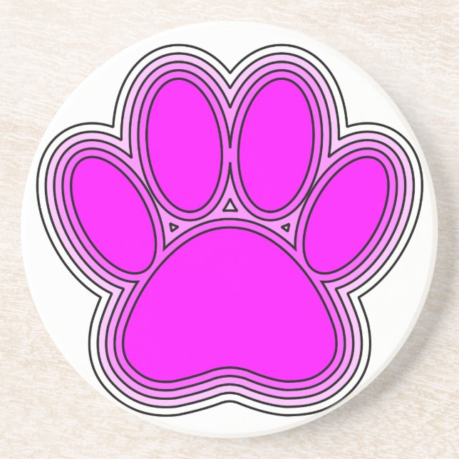 Dog Paw In Pink With Outlines Coaster (Front)